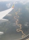 mäandernder Fluss beim Anflug auf Port Harcourt